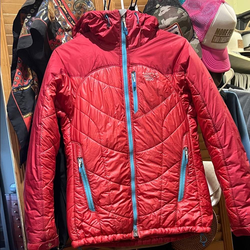 Mountain Hardwear Red Puffer Jacket with Blue Accents
